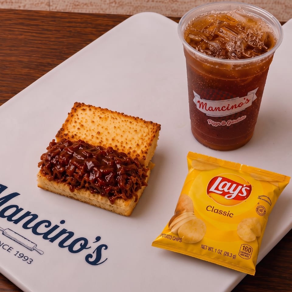 A parm grinder combo with chips and a Mancino's drink.